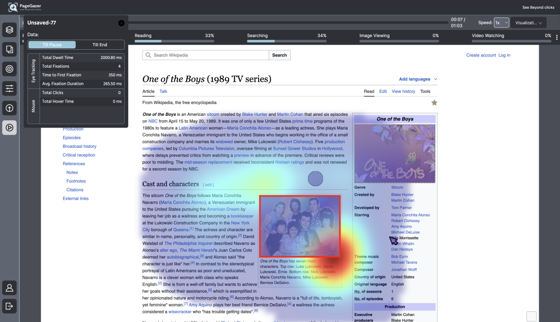 Image of a wikipedia page that is treated with website parsing and is displayed with an iframe within PageGazer.